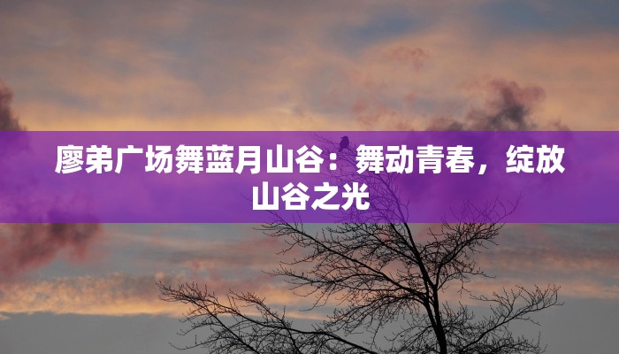 廖弟广场舞蓝月山谷:舞动青春,绽放山谷之光 廖弟广场舞蓝月山谷:舞动青春,绽放山谷之光