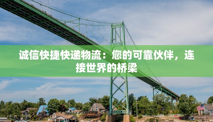 诚信快捷快递物流：您的可靠伙伴，连接世界的桥梁